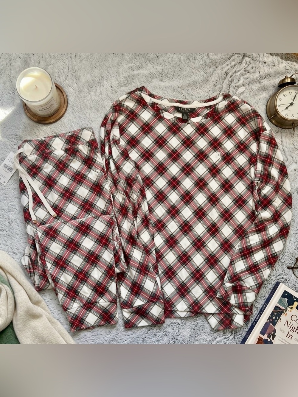 Ralph Lauren Red White and Black Plaid Pajama Set